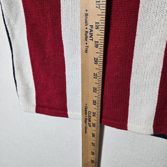 VTG Tiara International Cardigan Sweater sz L Red White Blue Zip Front Patriotic - Picture 11 of 13